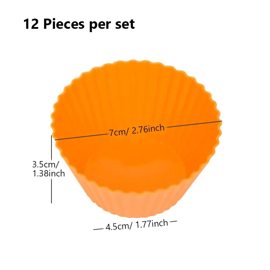 12-Piece Silicone Cupcake Mold Set | Non-Stick Baking Cups for Muffins and Cakes
