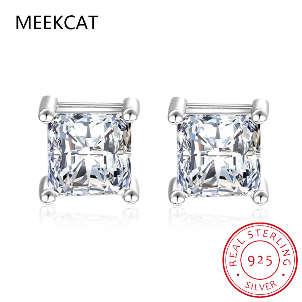1ct D Color Moissanite Square Stud Earrings | Luxury 925 Sterling Silver Jewelry Gift
