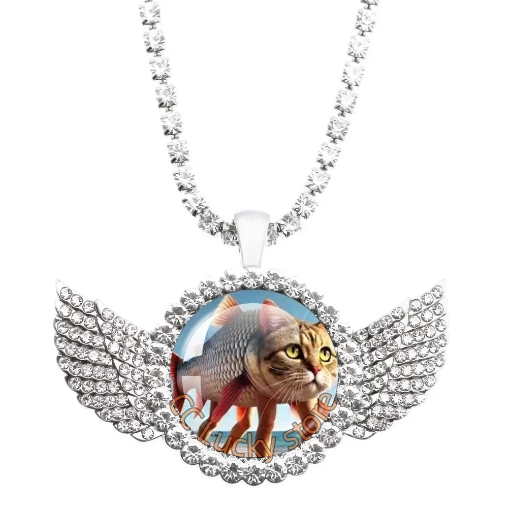 25mm Angel Wing Necklace | Italian Brainrot Pendant Funny Animal Jewelry Gift