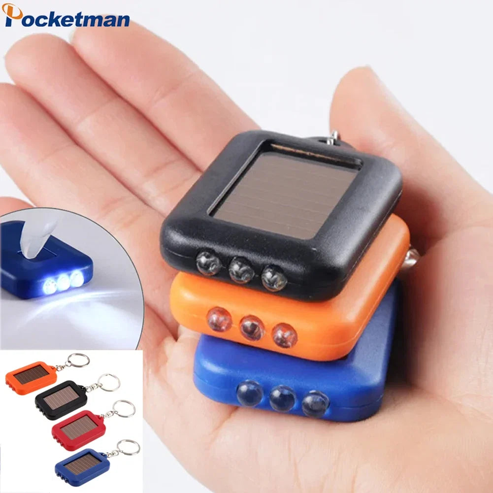 Portable LED Keychain Solar Flashlight | Mini Self-Defense Torch for Outdoor Hiking