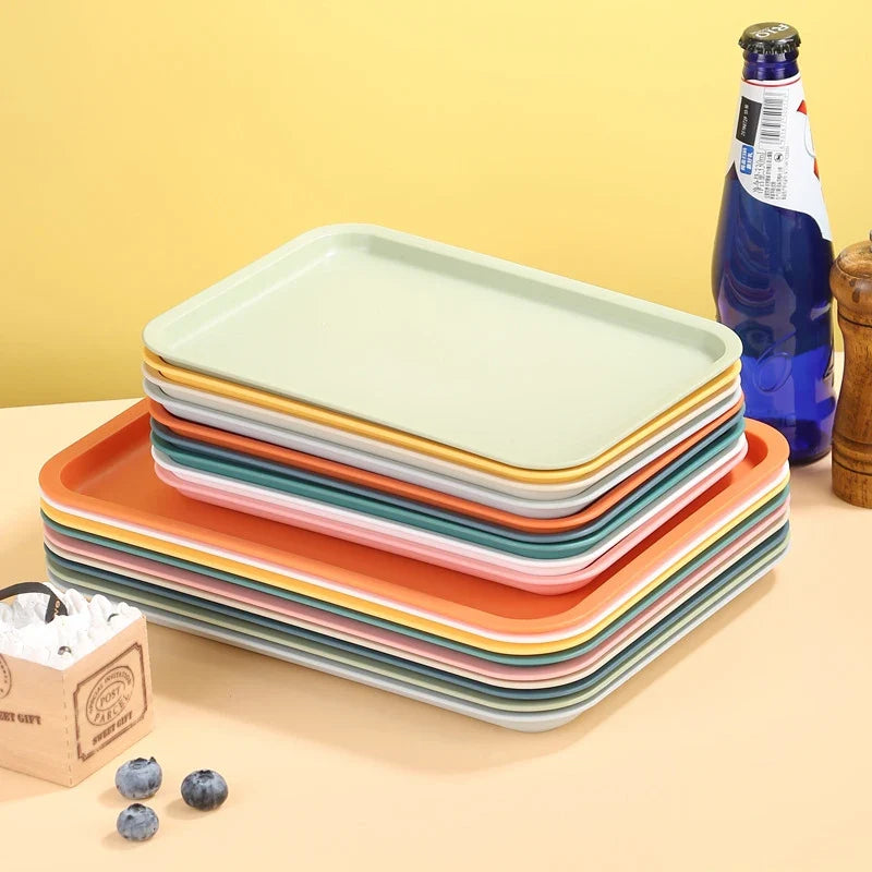 Rectangular Plastic Pallet Tray | Nordic Multi-Color Serving Tray for Food, Bread, Fruit, and Dessert
