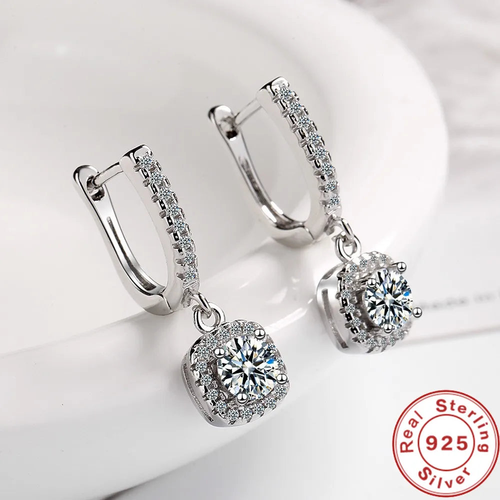 2CT Moissanite Huggie Hoop Earrings | Lab Created Diamond 925 Sterling Silver Dainty Hoop Dangle Earrings