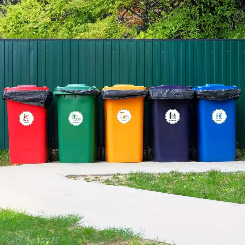 Recycling Sorting Sticker Set | Aluminum Plastic Glass Compost Bin Decals