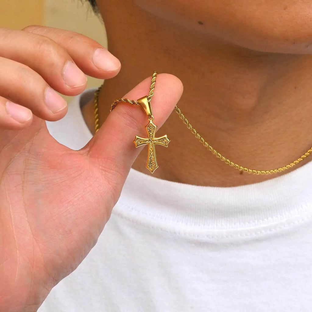 Hiphop Cross Necklace for Men Women | Stainless Steel Cross Charm Trendy Jewelry Gift