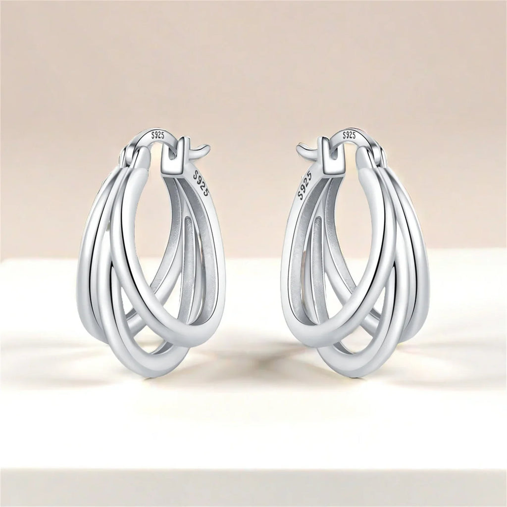 925 Sterling Silver Multi-Layer Hoop Earrings | Trendy Fine Jewelry Gift for Women