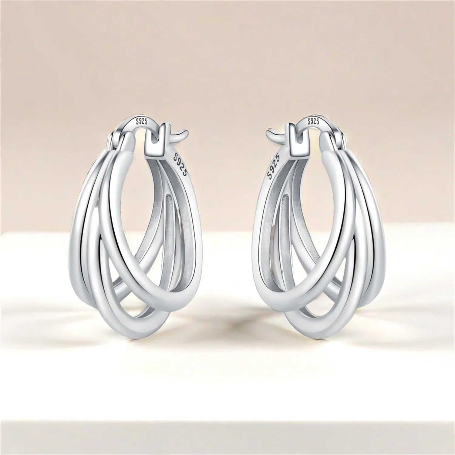 925 Sterling Silver Multi-Layer Hoop Earrings | Trendy Fine Jewelry Gift for Women