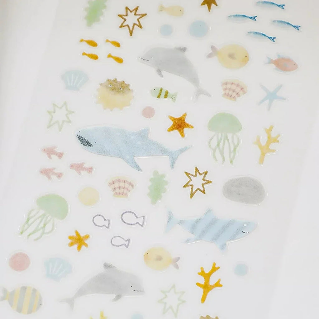Ocean Sea Life PVC Sticker Set | Scrapbook Decor and DIY Stationery