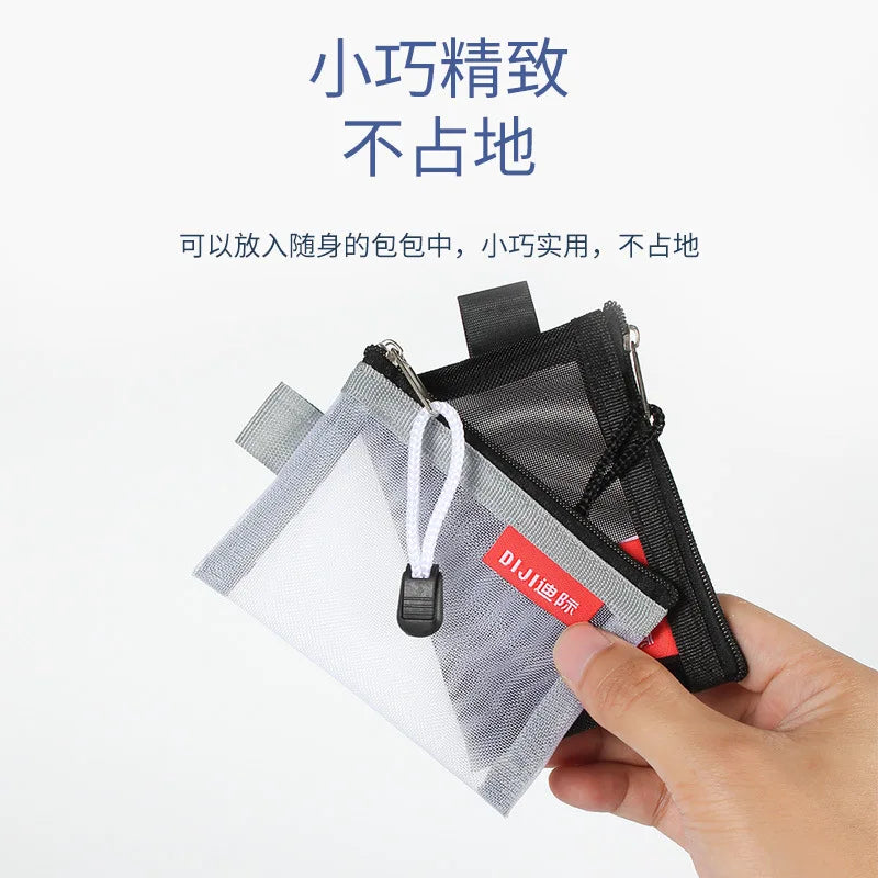 Mini Transparent Mesh Zipper Card Storage Bag | Portable Nylon Coin Purse