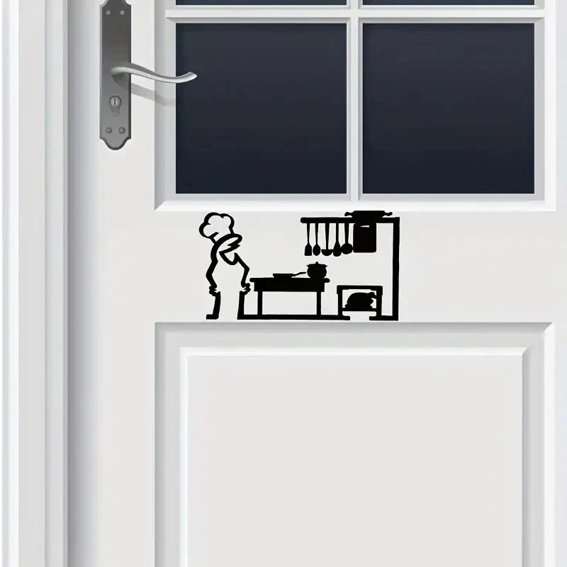 La Linea Minimalist Line Art Sticker Set | Cartoon Character Door Sign for Home Decor