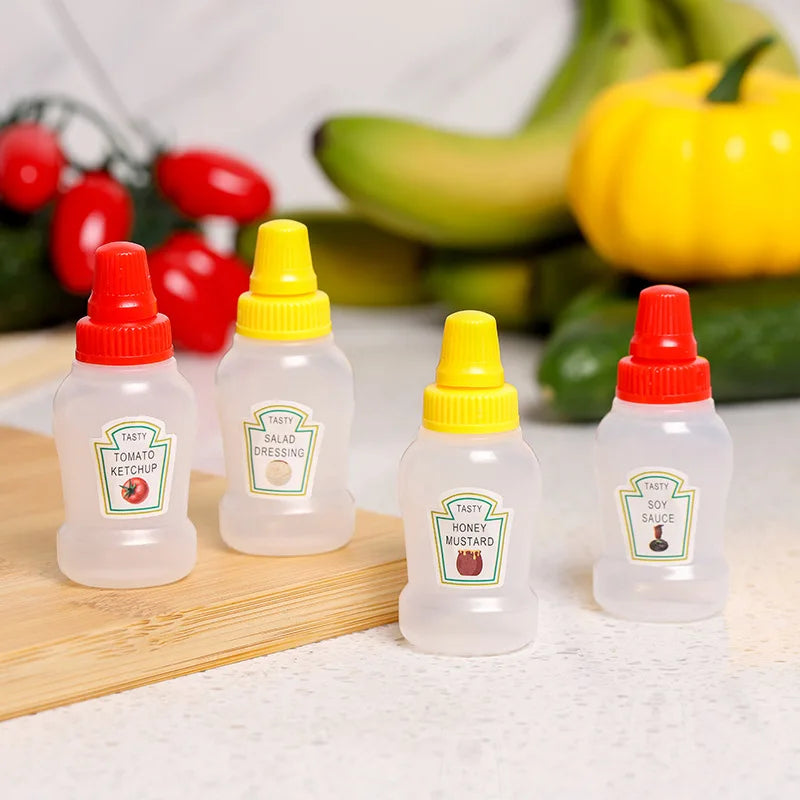 Mini Squeeze Condiment Bottles | 25ml Portable Camping Ketchup Oil Cruet Set