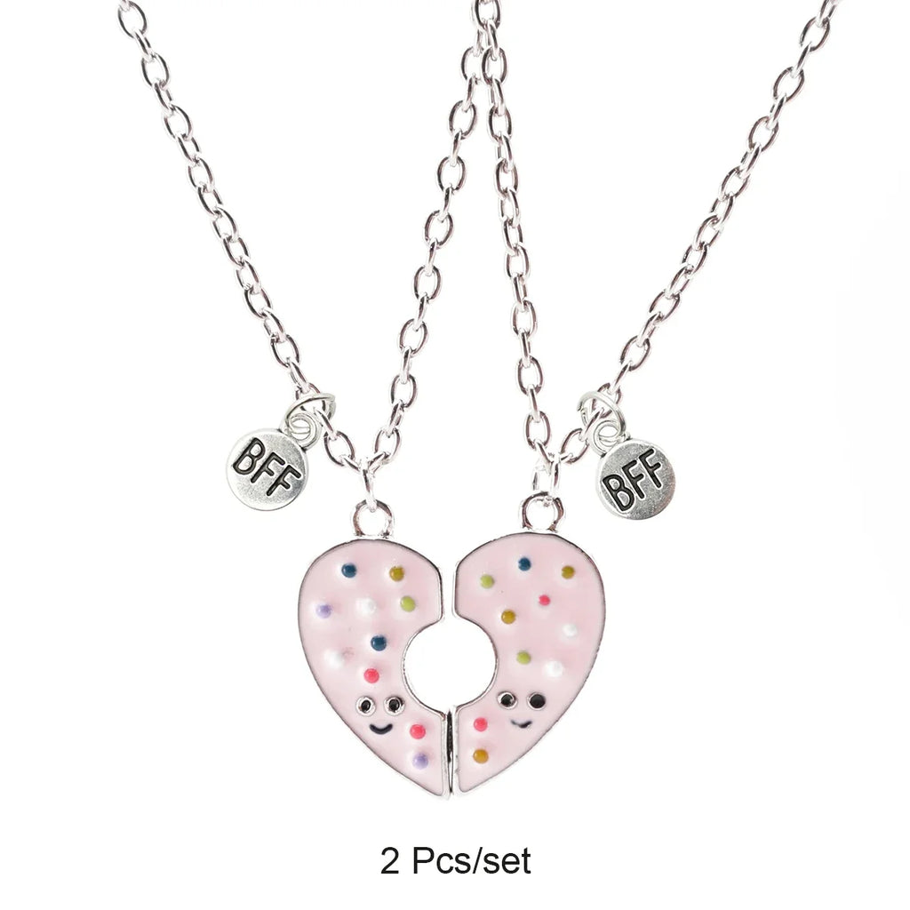 Broken Heart Best Friends Pendant Set | Magnetic Adjustable Lover Necklace for Women