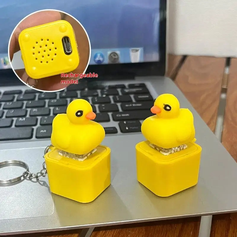 Funny Croaking Frog Duck Keychain | Rechargeable Fidget Clicker with LED Light