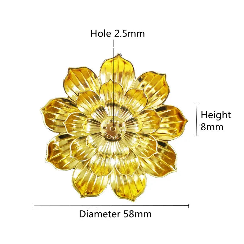 Alloy Incense Burner Stick Holder | Lotus Design Incense Plate for Temples and Yoga Studios