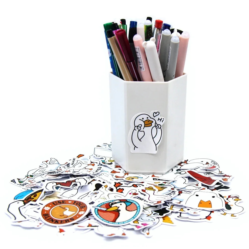 Kawaii Call Duck Stickers 10/50/100pcs | Cute Cartoon Decals for Kids DIY Laptop Scrapbook Stationery