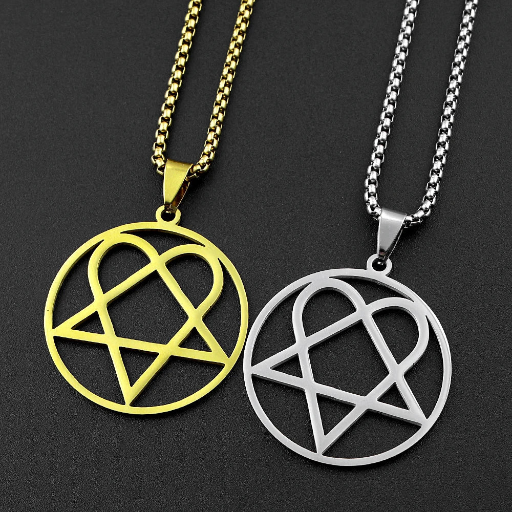 Stainless Steel Heartagram Pendant Necklace | Unisex Music Band Jewelry Gift