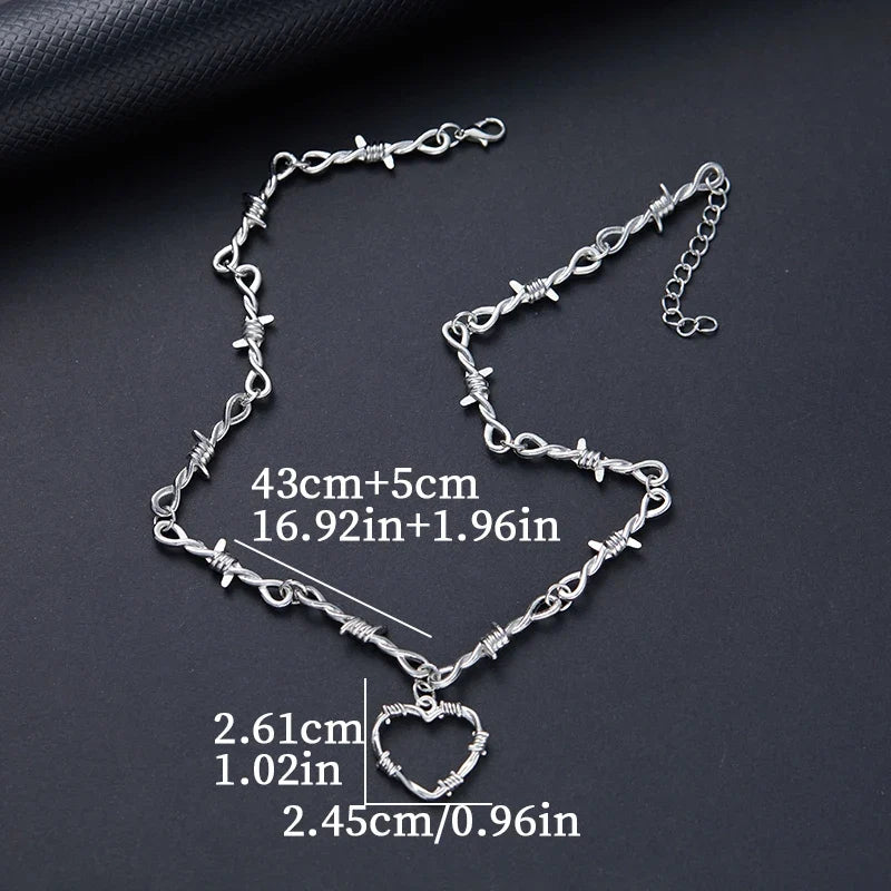 Barbed Wire Choker Necklace | Gothic Punk Thorns Chain for Women