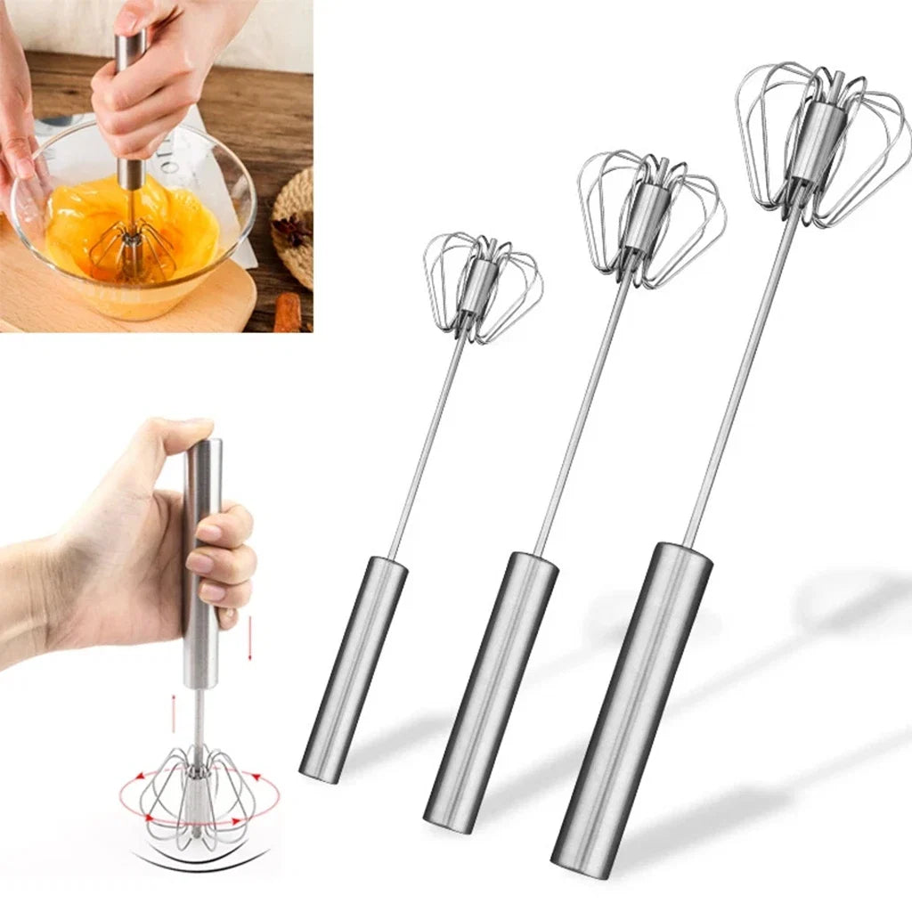 Semi-Automatic Egg Beater | 304 Stainless Steel Manual Hand Mixer