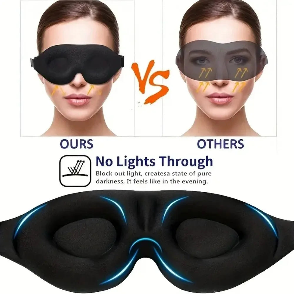 3D Contoured Sleep Mask | Memory Foam Blackout Eye Shade for Deep Rest