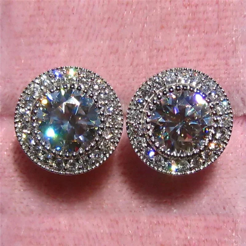 Huitan AAA CZ Stud Earrings for Women | Romantic Elegant Cubic Zirconia Jewelry in 7 Colors