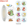 50/100/500pcs Cartoon Dinosaur Thank You Stickers | 1 Inch Round Labels for Packaging, Gifts, and Baking