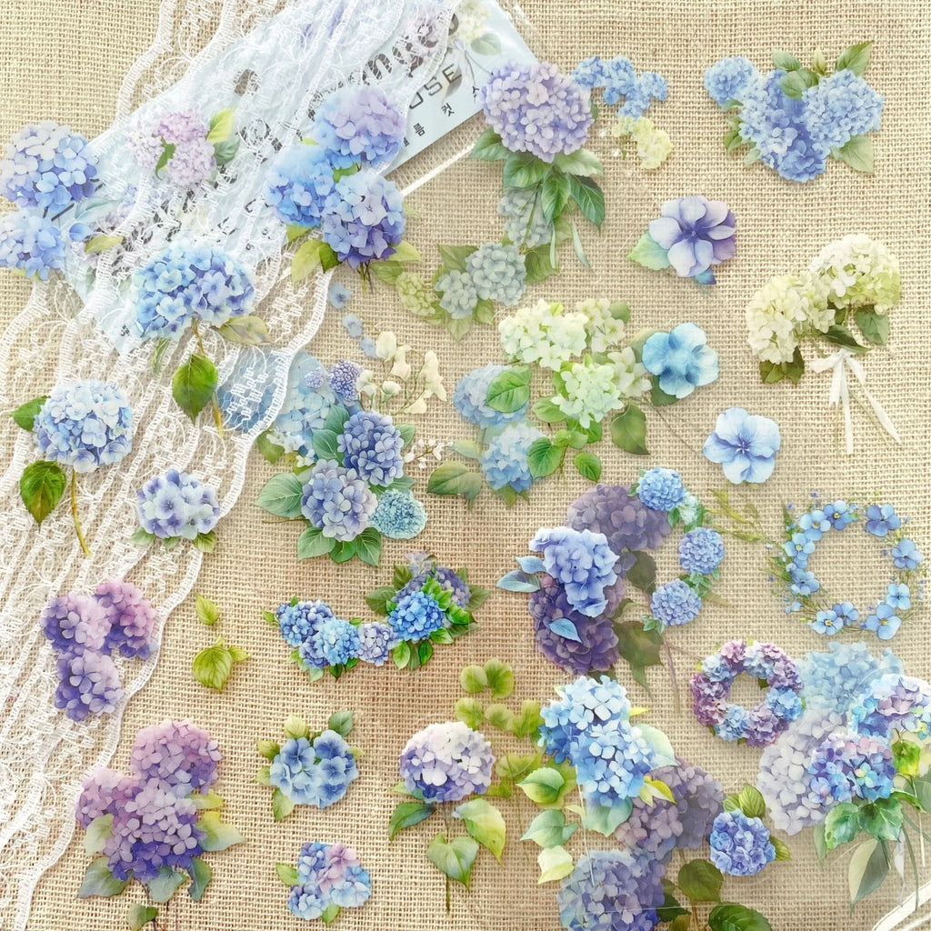 Transparent Flower Stickers Set | 6 Sheets PET Stickers for Scrapbook and Junk Journal
