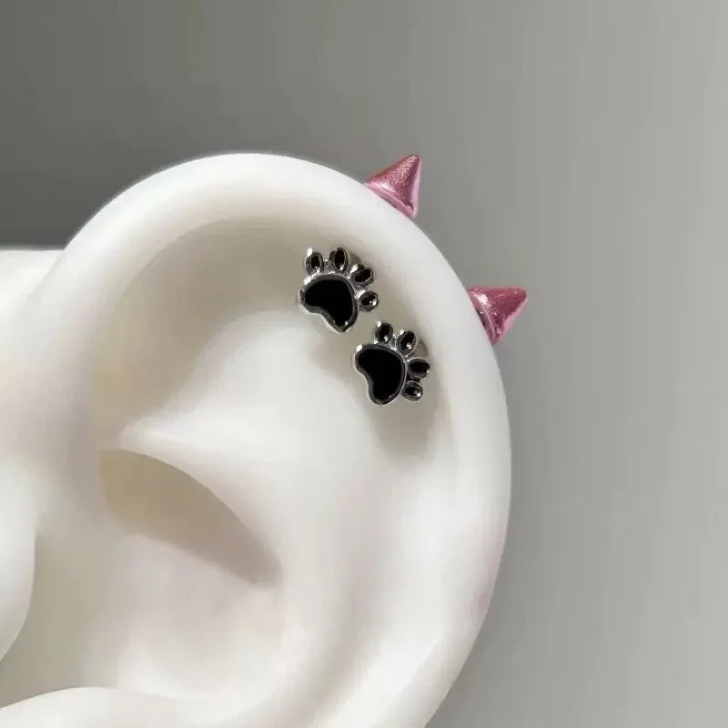 Cat Paw Devil Stud Earrings | Gothic Y2K Punk Earring Accessory