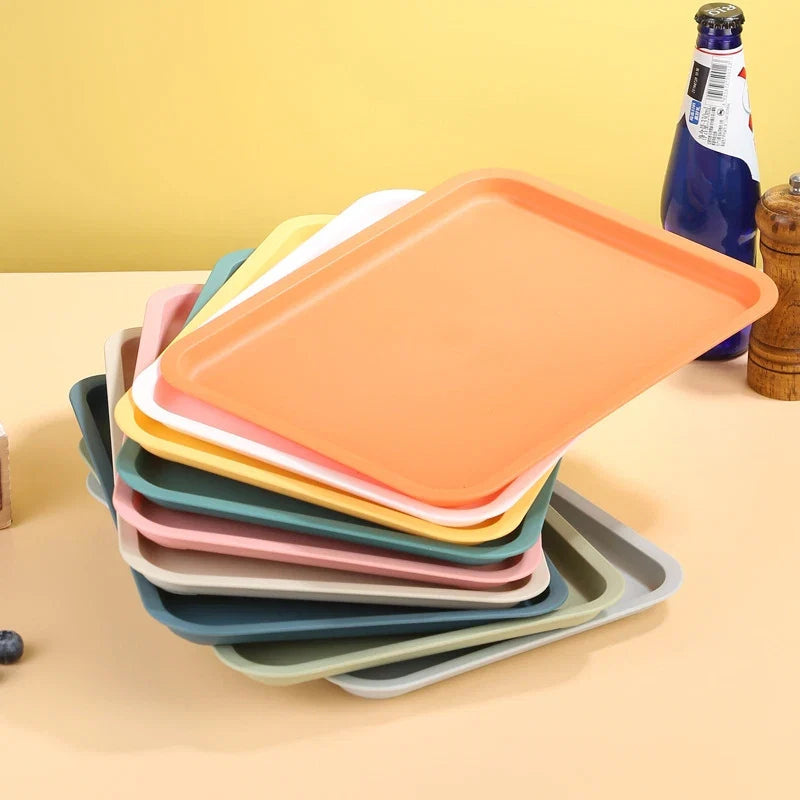 Rectangular Plastic Pallet Tray | Nordic Multi-Color Serving Tray for Food, Bread, Fruit, and Dessert