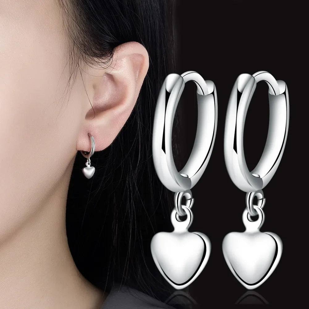 925 Sterling Silver Heart Stud Earrings Set | Classic Fine Jewelry for Women