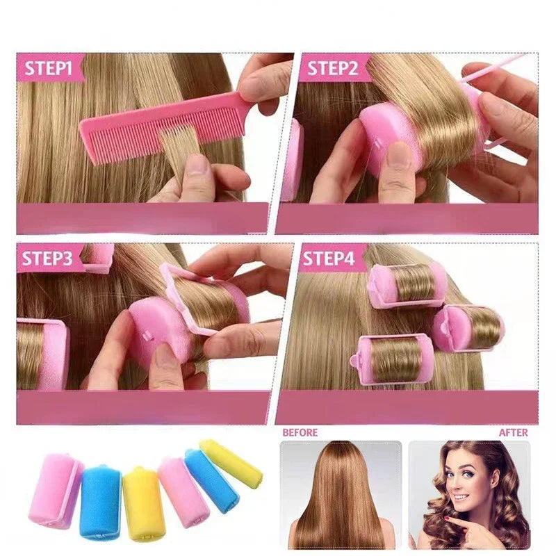 Soft Sponge Foam Hair Rollers | DIY Curling Kit for Natural Bouncy Curls