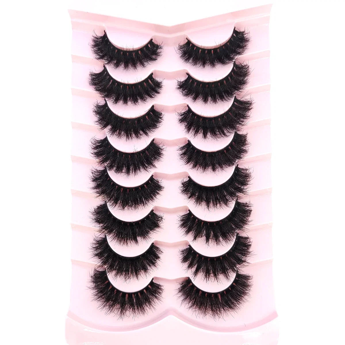 5-8 Pairs Natural Russian Striped Mink Lashes | 3D Volume Wavy False Eyelash Extensions