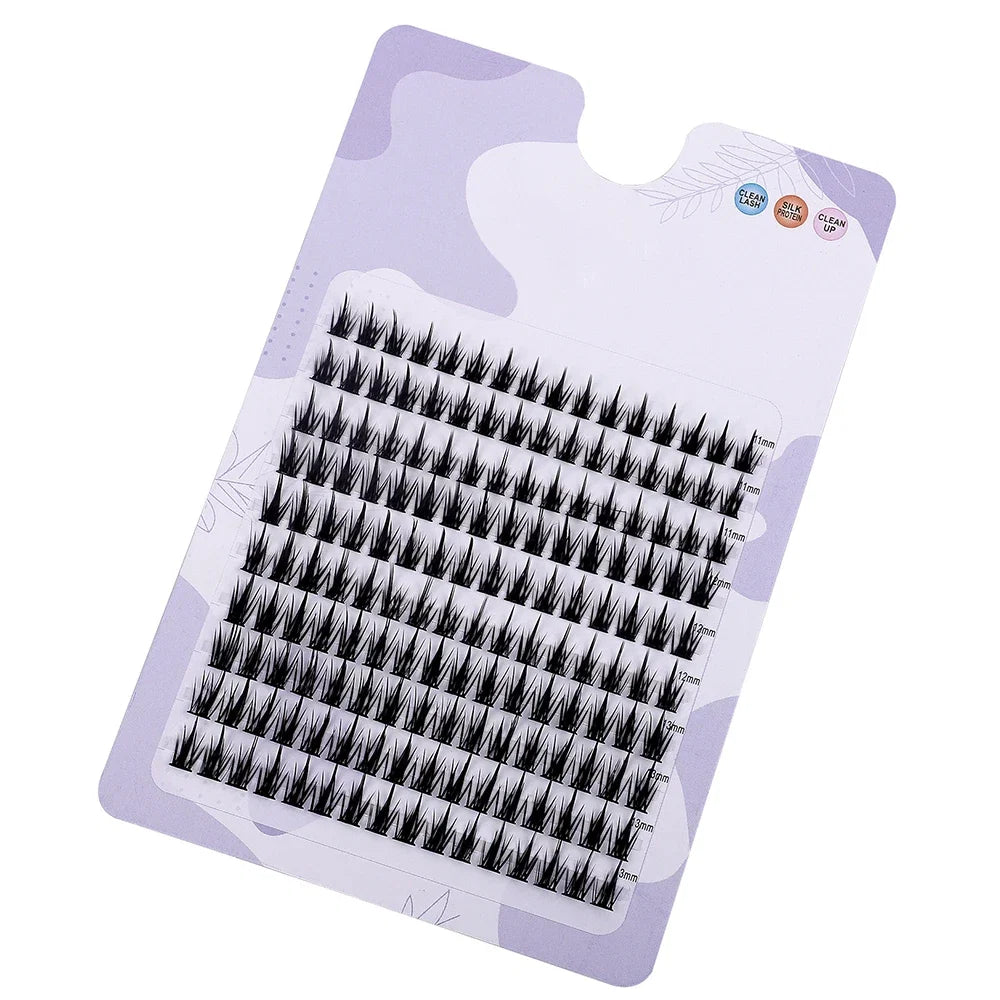 160 Pcs Wheat-Ear Shape Fake Eyelashes | Fine Stem DIY Eyelash Extension Clusters