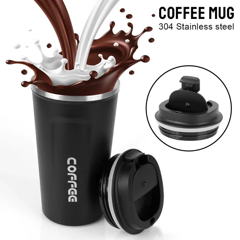 Double Stainless Steel Thermo Cafe Mug | Leak-Proof Travel Thermos for Coffee Tea