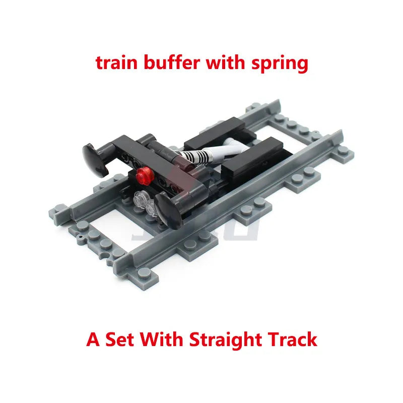 City Train Parts Buffer Stop Set | Railway Track End Model Compatible with 53401 Straight Track MOC RC Train Building Blocks