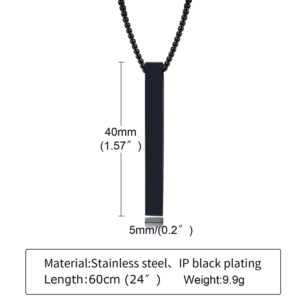 Vinox 5mm Pillar Necklace | Unisex Stainless Steel Geometric Pendant
