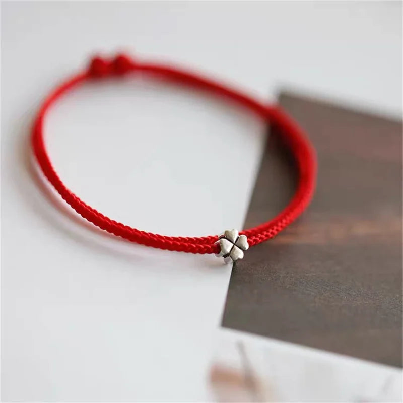 Four-leaf Clover Red String Bracelet | Lucky Charm Handmade Jewelry for Women and Men