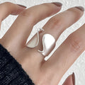 925 Sterling Silver Frosting Geometry Ring | Textured Wide Band for Women