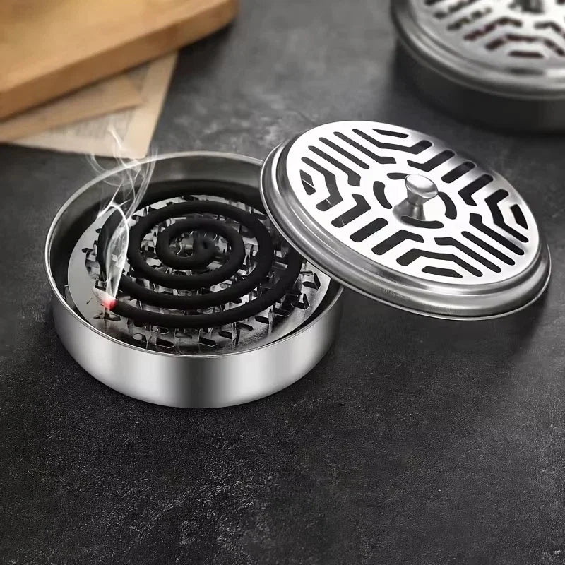 Stainless Steel Mosquito Coil Tray With Cover | Large Portable Mosquito Coil Holder Box