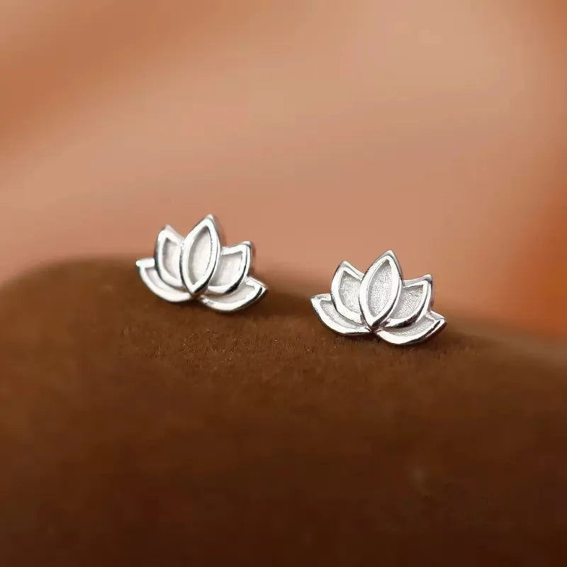 925 Sterling Silver Lotus Flower Stud Earrings | Elegant Fine Jewelry for Women
