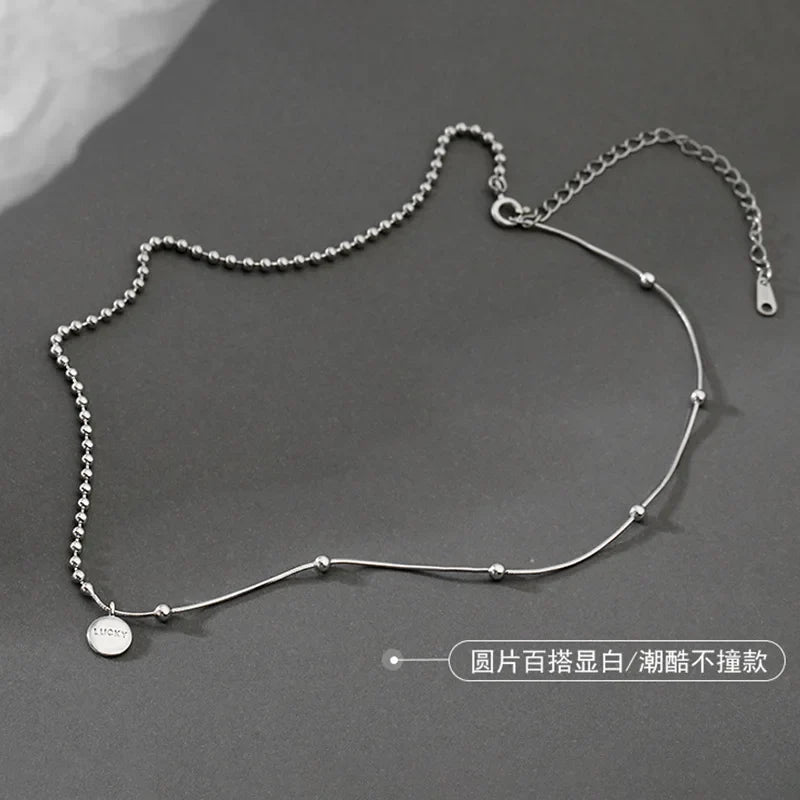 925 Sterling Silver Lucky Pendant Choker Necklace for Women | Trendy Aesthetic Jewelry