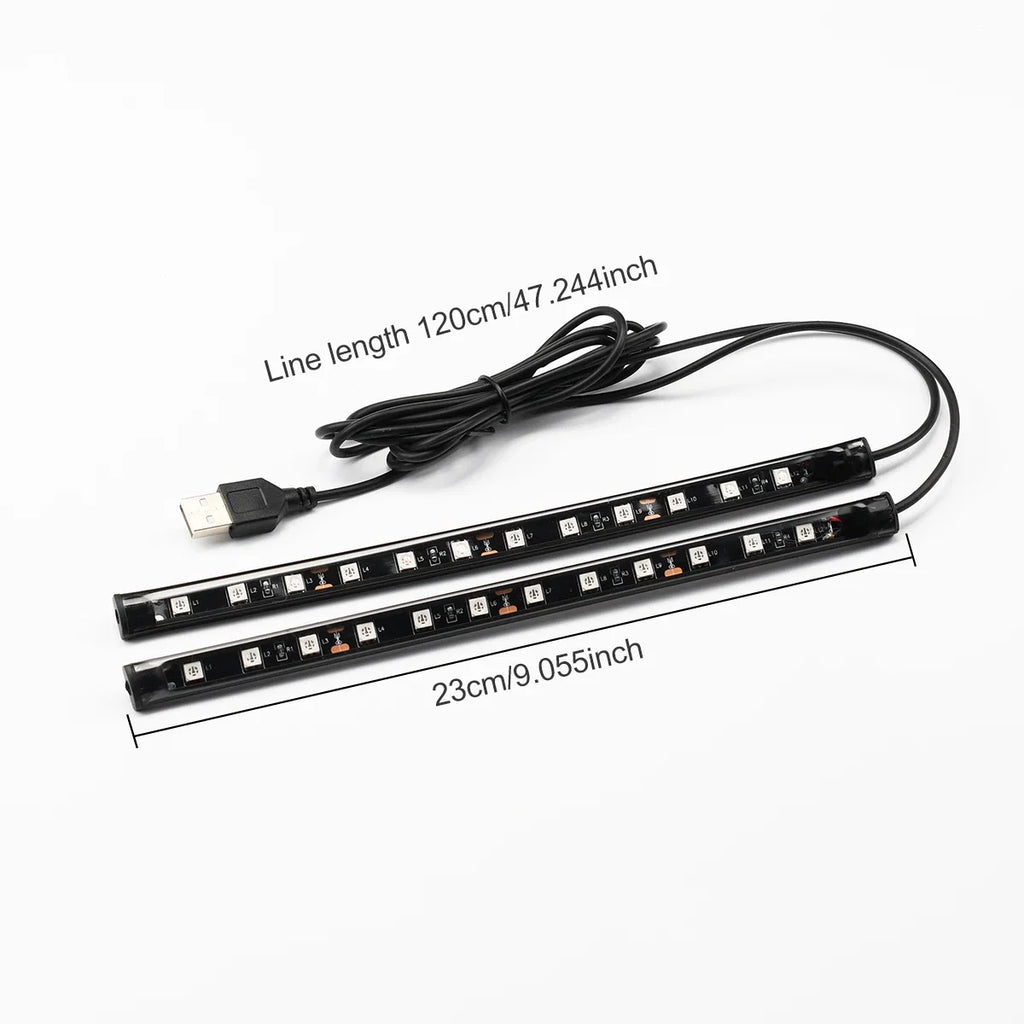 USB Car Interior LED Strip Light | 5V Ambient Lighting for Dash, Floor, Foot, Seat, Door