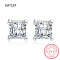 Moissanite Stud Earrings 925 Sterling Silver | VVS Simulated Diamond Princess Cut