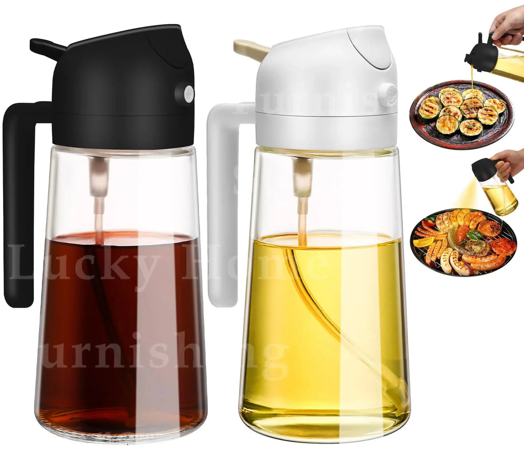 2 in 1 Oil Sprayer and Dispenser Bottle | Cooking Oil Spray Bottle for BBQ, Air Fryer, and Salad