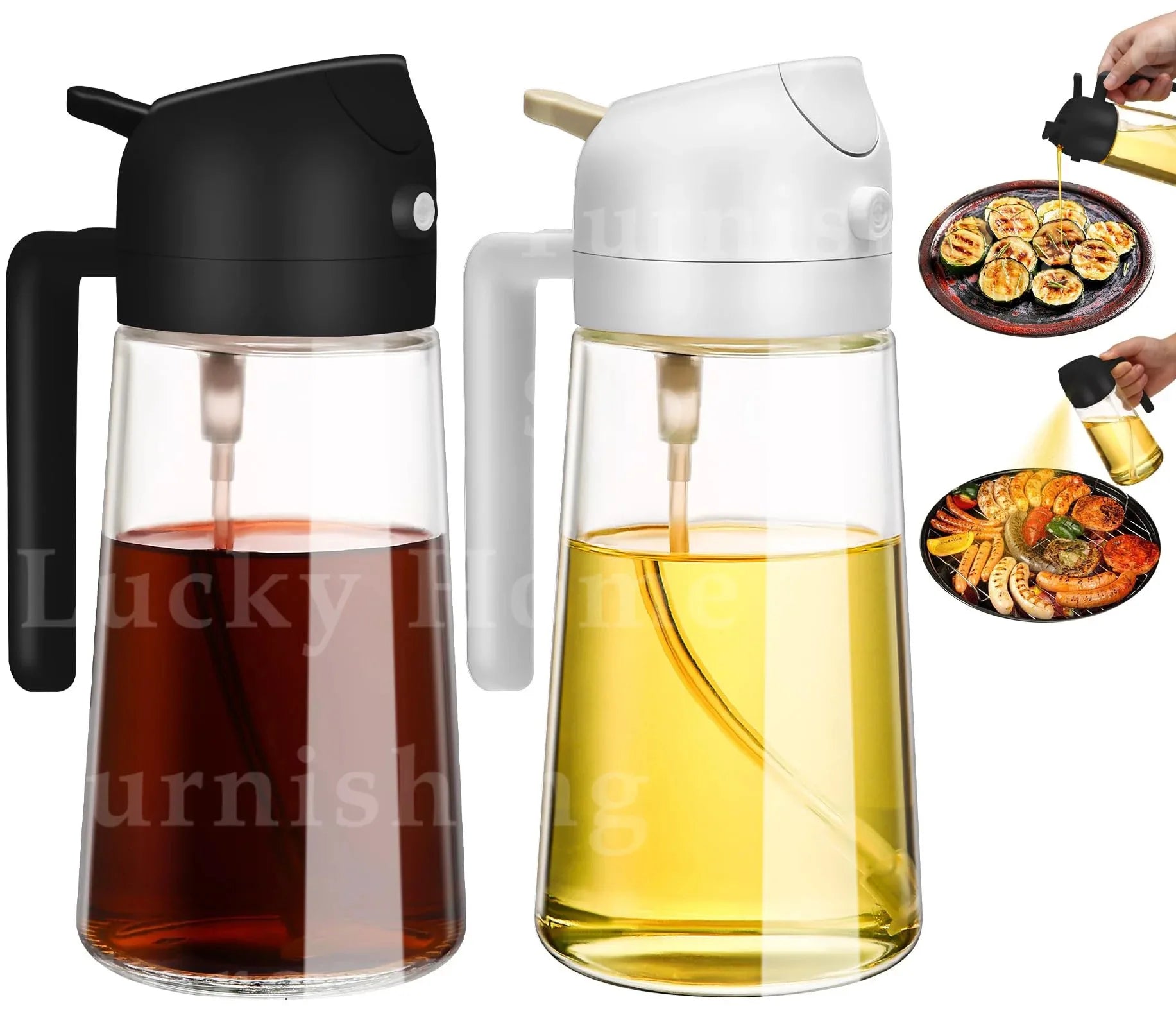 2 in 1 Oil Sprayer and Dispenser Bottle | Cooking Oil Spray Bottle for BBQ, Air Fryer, and Salad