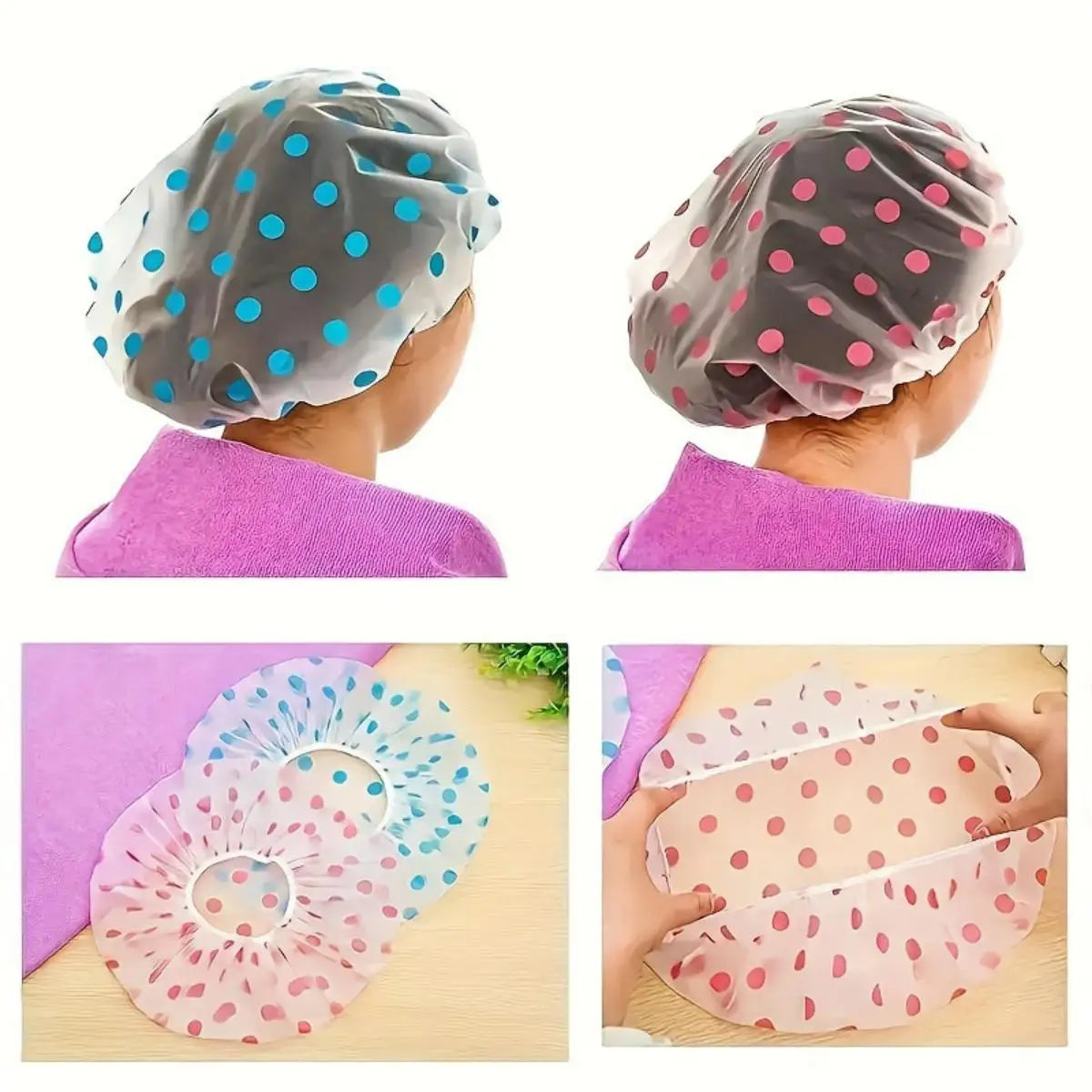 Shower Cap for Long Hair | Waterproof Reusable Hair Cover