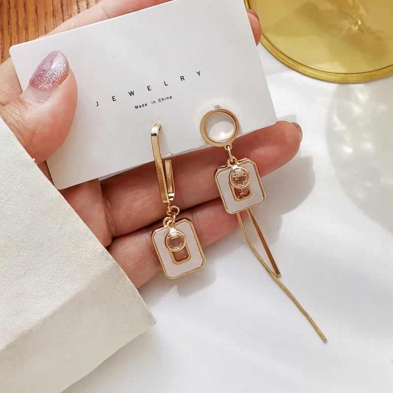 S925 Asymmetrical Drop Earrings | Fashion Statement Jewelry