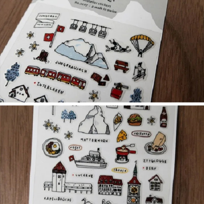 Korean Import Suatelier Walk In Swiss Sonia Decorative Washi Stickers | Scrapbooking Label Stickers