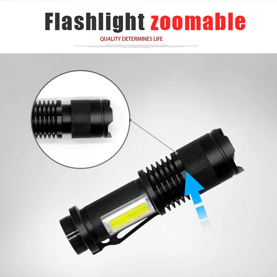 4 Modes Portable LED Flashlight | Zoomable Torch for Outdoor and Emergency Use