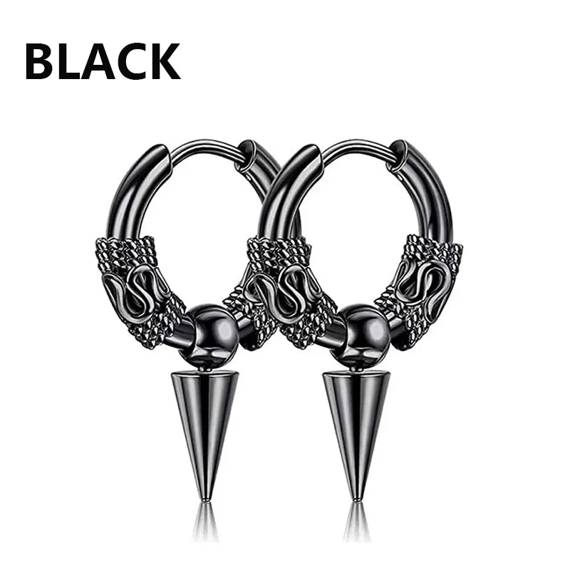 Cross Feather Stud Earrings Set | Unisex Stainless Steel Punk Jewelry
