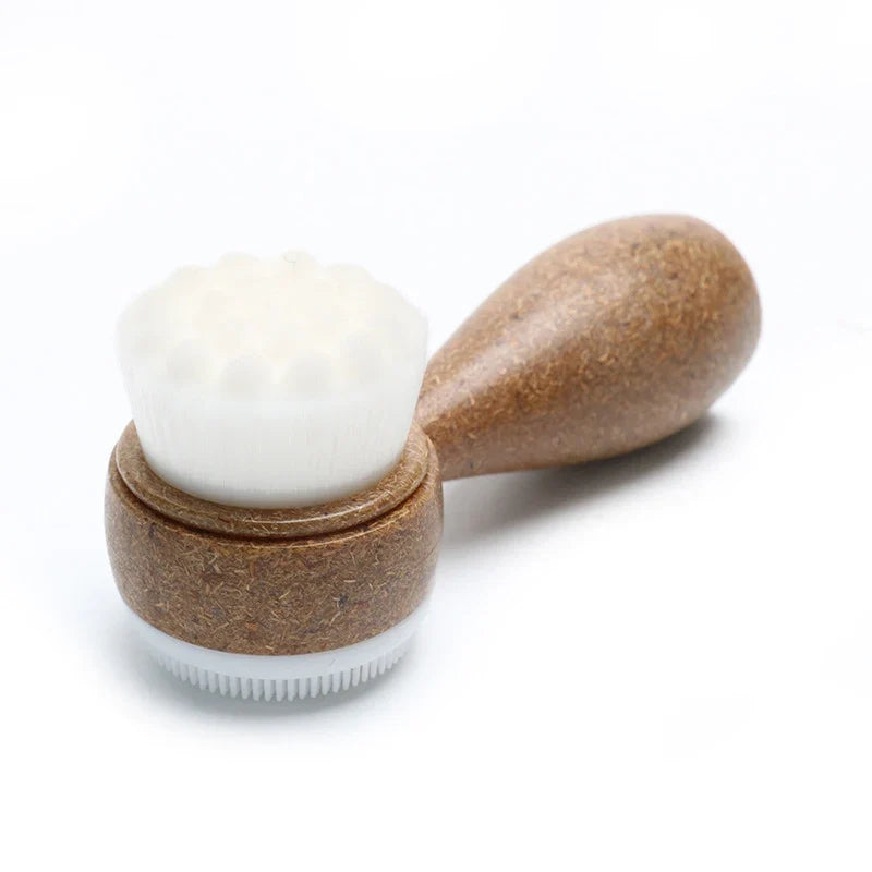 Double Sided Facial Brush | Coconut Handle Exfoliating Cleanser