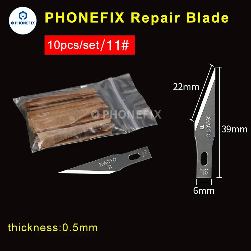 10pcs Precision Scalpel Knife Blades Set | Non-Slip Metal Engraving Craft Knives for Phone PCB DIY Repair